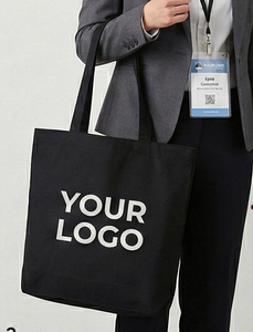 Bolsa de Lona Resistente, Lavable, Blanca y Negra Clásica, con Logotipo Personalizado de Marca Corporativa, para Artículos Promocionales - Product Image 5