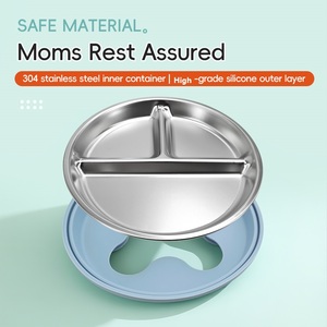 Vajilla de acero inoxidable para bebés, plato de una pieza, perfecto para comidas y refrigerios para niños pequeños - Product Image 2