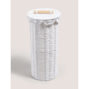 Portarotolo per Carta Igienica <span class=keywords><strong>in</strong></span> <span class=keywords><strong>Vimini</strong></span> di Alta Qualità con Manico <span class=keywords><strong>in</strong></span> Legno, Intrecciato a Mano, Contenitore Ecologico per Bagno - Product Image 3