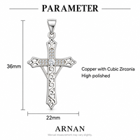 Pendentif breloque en alliage de laiton plaqué or 18 carats avec zircon, motif croix, pour la fabrication de colliers et bracelets, accessoires de mariage chrétien