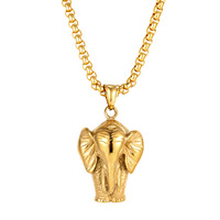 Collier pendentif en acier inoxydable en forme d'éléphant, bijoux de cou rétro tendance hip hop pour hommes et femmes