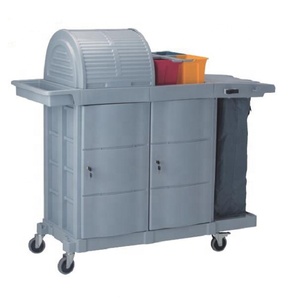 Carrito <span class=keywords><strong>de</strong></span> <span class=keywords><strong>Limpieza</strong></span> Multiusos <span class=keywords><strong>de</strong></span> Plástico Blanco y Gris para Hoteles, Restaurantes, Hospitales, Servicio <span class=keywords><strong>de</strong></span> <span class=keywords><strong>Limpieza</strong></span> - Product Image 6