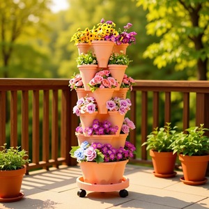 Pot de plantation empilable auto-arrosant à 5 niveaux pour fraises, pot de plantation vertical empilable en plastique pour fraises, tour hydroponique - Product Image 4