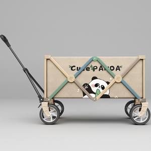 Carrito de Compras Plegable de Metal con 4 Ruedas, Diseño de Panda, para Exteriores, Color Marrón, Capacidad de 300 Jin - Product Image 2