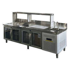 Comptoir de préparation de Bubble Tea en acier inoxydable avec éclairage bleu - Product Image 2