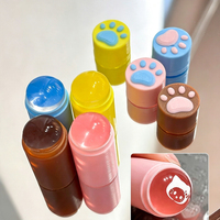 Mini tampon cylindrique en résine Patte de Chat Mignonne avec capuchon transparent pour le transfert d'images de manucure DIY