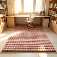 Tapis en fourrure de lapin moelleux pour salon et chambre d'enfant, tapis à bulles en fourrure de lapin, motif 3D, tapis en fourrure de lapin fabriqués à la machine