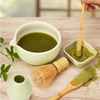 Vente en gros de produits naturels écologiques 3pcs Fouet Matcha réutilisable Cuillère en bois de bambou Service à thé Accessoires