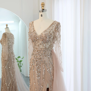 Vestido <span class=keywords><strong>de</strong></span> noche <span class=keywords><strong>de</strong></span> manga larga <span class=keywords><strong>de</strong></span> sirena <span class=keywords><strong>verde</strong></span> <span class=keywords><strong>turquesa</strong></span> con sobrefalda <span class=keywords><strong>de</strong></span> lujo con abertura alta para mujer <span class=keywords><strong>fiesta</strong></span> <span class=keywords><strong>de</strong></span> boda Sz181-1 - Product Image 5