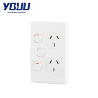 YOUU OEM/ODM pabrik SAA Australia 10A stopkontak dinding listrik ganda 2 Outlet AC titik daya vertikal putih/hitam/perak