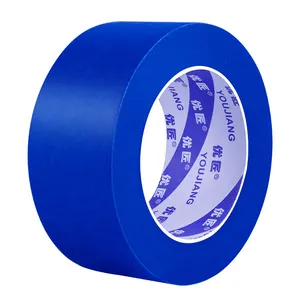블루 마스킹 테이프 중간 접착 스틱 잘 남아 있지만 잔류 물 없음 산업 공장 가격 뒤에 원래 파란색 마스킹 테이프