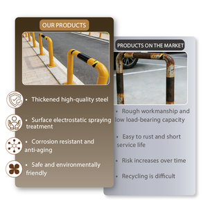 Dissuasore a U per la sicurezza dei pedoni, barriera stradale in acciaio giallo, ringhiera per marciapiede, resistente, per il controllo dell'accesso dei veicoli nel parcheggio - Product Image 5