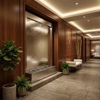 Fontaine d'intérieur contemporaine personnalisée avec logo d'entreprise, mur d'eau en verre pour spa, hôtel, restaurant et centre commercial