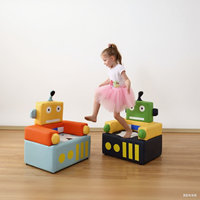 Canapé-lit moderne en mousse pour enfants, en forme de robot, doux et ludique, idéal pour chambre, salon, crèche et salle de jeux