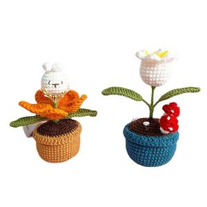 Ramos de muñecas simuladas tejidas a mano, plantas en maceta, luces nocturnas, decoraciones de escritorio, regalos para días festivos. - Product Image 5