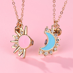 Regalos de Cumpleaños para Chicas, Juego de 2 Collares Magnéticos de Aleación con Diseño de <span class=keywords><strong>Sol</strong></span> y Luna, Joyería de Moda para Mujer - Product Image 5