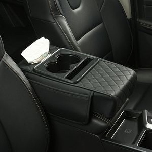 Wholesale <b>Car</b> <b>Armrest</b> Pillow on Center Console With Storage Bag Leather Hand Rest Support Cushion Tissue Box - Product Image 2