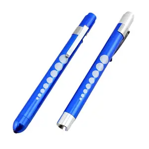 Promosi portabel dokter lampu pena Led lampu medis bermanik-manik baterai aluminium pena kecil senter Led dengan klip