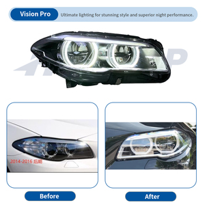 Faros Delanteros HETOP F10 2014-2017, Luces Delanteras <span class=keywords><strong>Angel</strong></span> Eyes, Pieza de Mejora para Automóvil, <span class=keywords><strong>LED</strong></span> Serie 5 F18, Luz para Auto Ikon, Plug and Play para BMW - Product Image 2