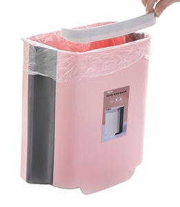 Plastic Kitchen Eco-Friendly Creative Wall Mounted Ashcan Kitchen Cabinet Door Hanging Folding Waste Bin