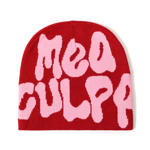 Bonnet Jacquard à Motif Lettres en Gros Y2K Streetwear Mignon et Stylé Hiver Tricoté Unisexe avec Logo Personnalisé - Product Image 1
