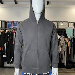 Wholesale Custom Mens Solid Color 100% Cotton Kangaroo <b>Pocket</b> <b>Zip</b> up <b>Hoodie</b> - Product Image 2