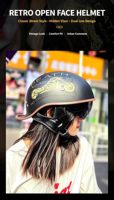 Nouveau casque demi-coque rétro vintage pour moto, en plastique ABS, avec visière UV intégrée, coque noire mate, idéal pour les vacances à la plage