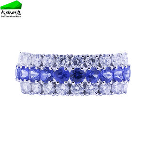 Datian new design 18k oro bianco forma rotonda blu zaffiro anello di alta gioielleria blu zaffiro anello - Product Image 1