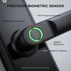 Serrure <span class=keywords><strong>de</strong></span> porte numérique intelligente avec reconnaissance faciale par veine palmaire, empreinte digitale, NFC, caméra <span class=keywords><strong>à</strong></span> réticule, interphone visuel <span class=keywords><strong>à</strong></span> distance via application, étanche - Product Image 5