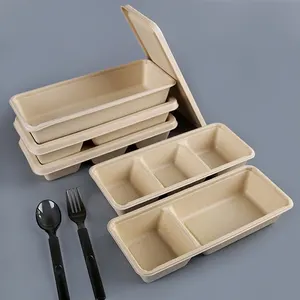 Eco Friendly Rectangular Takeaway Food Packing Box Biodegradable