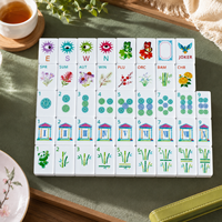 Tuiles de Mahjong Américaines Blanches Minimalistes, Motif Graffiti Doodle à Ligne Unique, Ensemble de Mahjong Personnalisé pour Jeu de Table à Domicile ou en Soirée