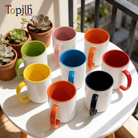 Mug en céramique 15 oz à sublimation, bicolore, pour la maison, le bureau, le café, l'heure du thé, cadeau, logo personnalisé, vente en gros Topjlh