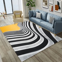 Tapis en nylon imprimé à la machine, grand tapis de salon, noir et blanc, prix de gros