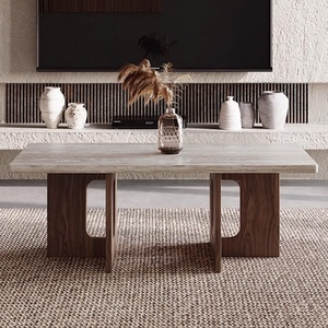 Wabi-Sabi Solid Wood Cave Stone Tea <strong>Table</strong> Modern Marble Square Walnut <strong>Coffee</strong> <strong>Table</strong> <strong>Rectangle</strong> 1.3*0.7M - Product Image 4