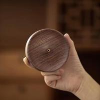 Style chinois décor à la maison Yoga méditation encens Base porte-bâton Logo personnalisé noyer noir en bois rond brûleur d'encens plateau