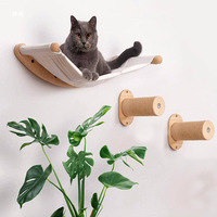 Arbre à chat mural en bois de luxe classique à monter soi-même, avec plusieurs niveaux, échelle en corde de sisal, design escalier à quatre marches, emballé en carton