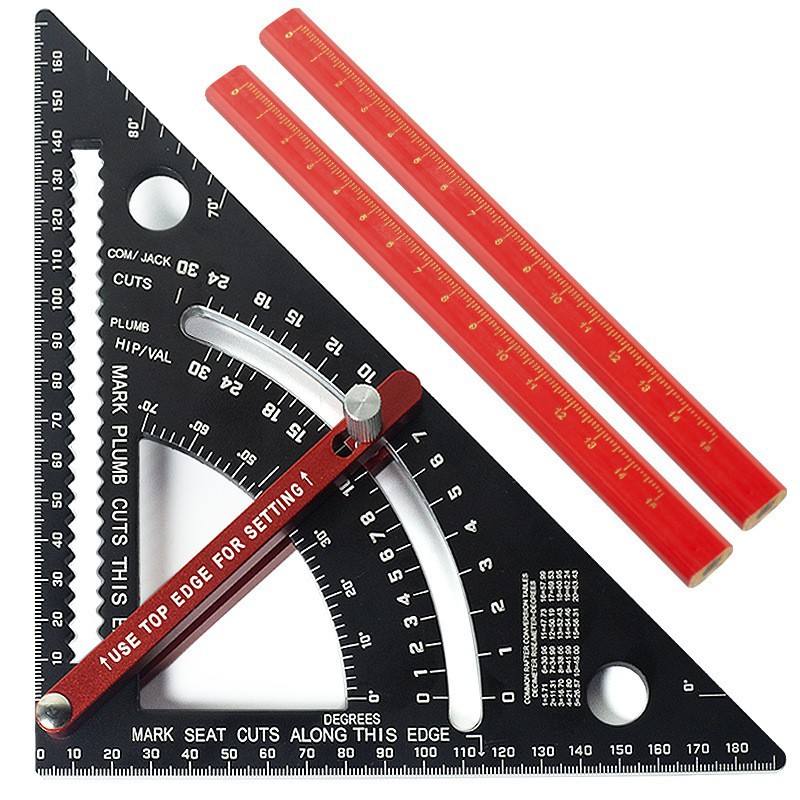 (7-inch Metric Ruler + 2 Octagonal Carpenter Penci