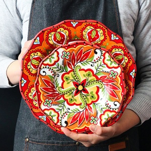 Tropical Style Hand-painted Floral Pattern Wavy Edge Dinner Plate - Product Image 5