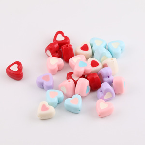 Cuentas acrílicas en forma de corazón de colores aleatorios para la fabricación de joyas, cuentas sueltas de resina plástica de 8mm, suministros para manualidades DIY - Product Image 5