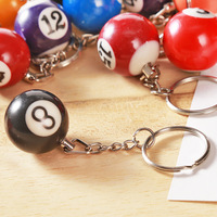 Porte-clés boule de billard noire porte-bonheur n° 8, cadeaux promotionnels, lot de 16 pièces, porte-clés boule de billard, porte-clés pour voiture, pendentif pour sac