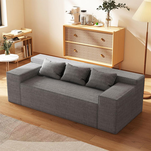 โซฟาโมดูลาร์ทันสมัยผ้าสีเทาเฟอร์นิเจอร์ห้องนั่งเล่นสามที่นั่งสไตล์นอร์ดิกดีไซน์ทรงสี่เหลี่ยม - Product Image 2