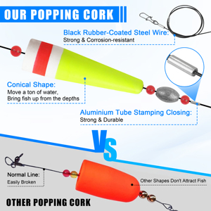 Bobbers <span class=keywords><strong>de</strong></span> <span class=keywords><strong>pesca</strong></span>, corchos para flotador <span class=keywords><strong>de</strong></span> agua salada, flotadores <span class=keywords><strong>de</strong></span> <span class=keywords><strong>pesca</strong></span> ponderados y Bobbers para Redfish, aparejos <span class=keywords><strong>de</strong></span> <span class=keywords><strong>pesca</strong></span> <span class=keywords><strong>de</strong></span> Surf - Product Image 5