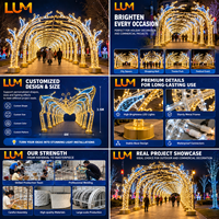 Arche papillon de 450 cm de large, 3 m de haut et 6 m de profondeur avec structure en aluminium pour motif lumineux de Noël