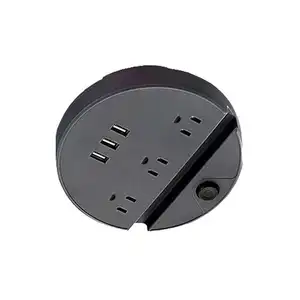 OSWELL American Plug Extension Socket 3 Ac Outlets Household Round Power Strip With 3 Usb Charging Ports And Phone Holder