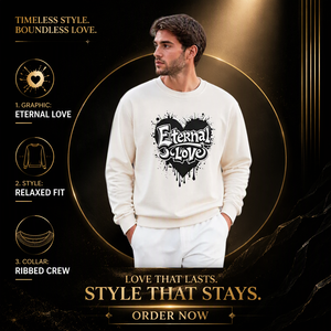 Sweat-shirt à col rond pour homme, imprimé graphique cœur, manches longues, en jersey tricoté - Product Image 6