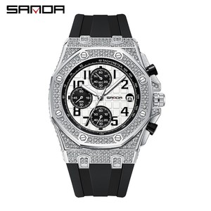 Reloj de Cuarzo para Hombre Sanda 7026, 6 Agujas, Calendario, Luminoso, Resistente al Agua, con Diamantes, Estilo Casual y de Negocios - Product Image 1