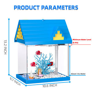 Tangki ikan akuarium 2 galon biru duyung hadiah anak-anak dengan pompa Filter bahan plastik kaca untuk ruang tamu dapur Desktop - Product Image 5