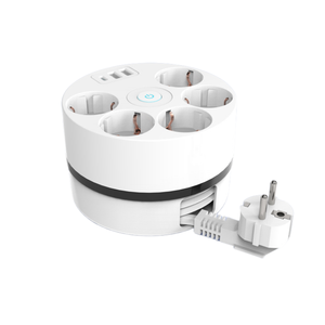 Round Multi-functional Design EU/Netherlands/Spain Standard 5 Sockets 2 <b>USB</b> 1 Type C Retractable Power Strip Cord and <b>Switch</b> - Product Image 1