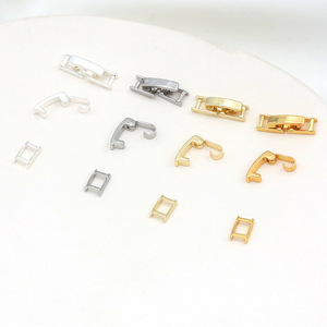 18k gold color-preserving bracelet watch buckle folding clasp connecting buckle three-piece <b>set</b> bracelet necklace clasp DIY - Product Image 1