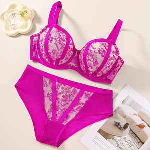 Customized <strong>Plus</strong> <strong>Size</strong> Lingerie Solid Pattern Wire-Free Mesh Lace Push-up Bra for Women Everyday Style Nylon Knitted Bra in Stock - Product Image 3
